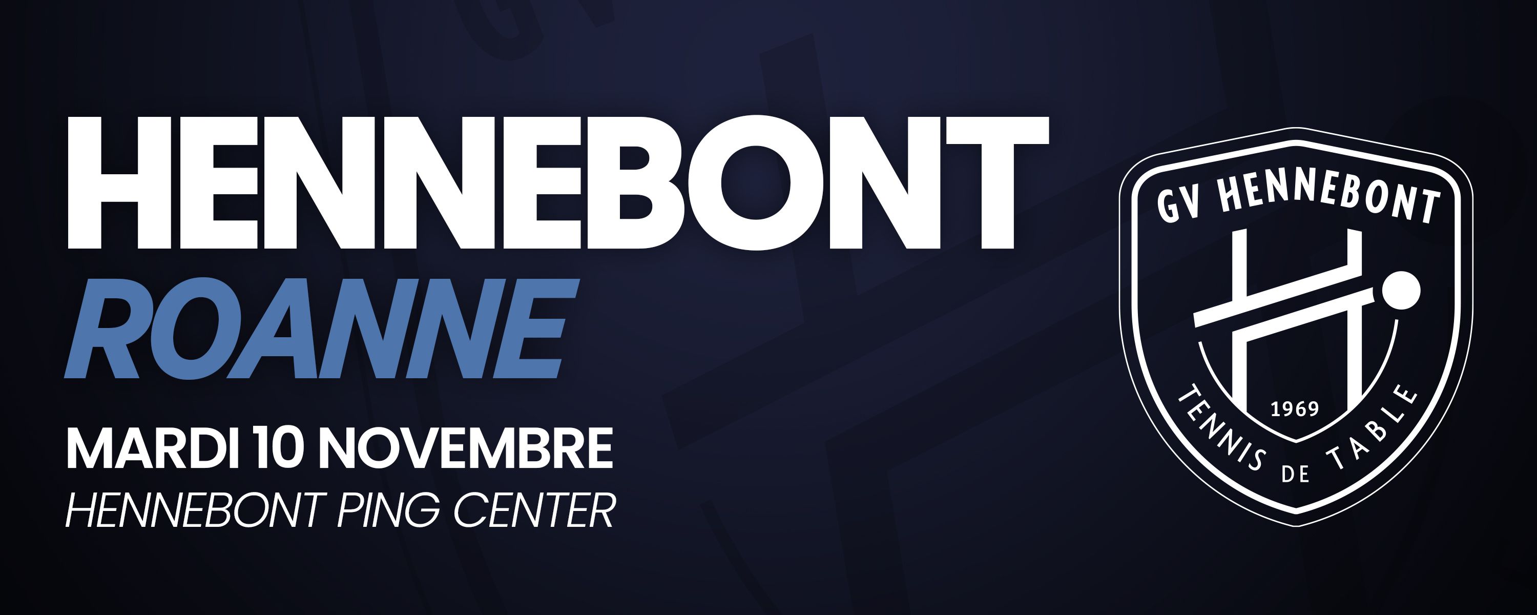 Affiche du match Hennebont - Roanne, mardi 10 novembre au Hennebont Ping Center